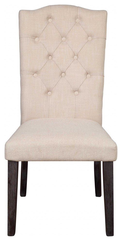 26 quotx21 quotx41 quotBeige Linen Espresso Wood Side Chair Set of 2   Transitional   Dining Chairs   by HomeRoots  Houzz