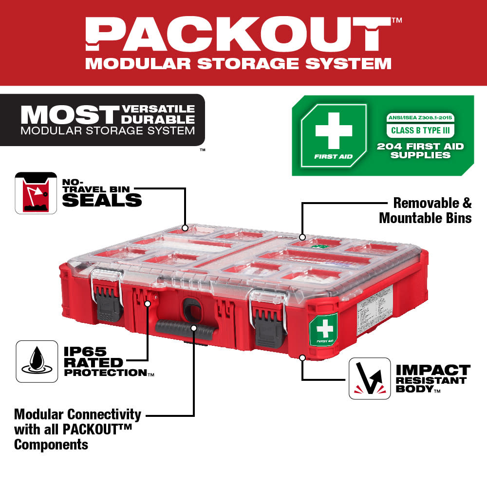 Milwaukee PACKOUT First Aid Kit Class B Type III 204pc