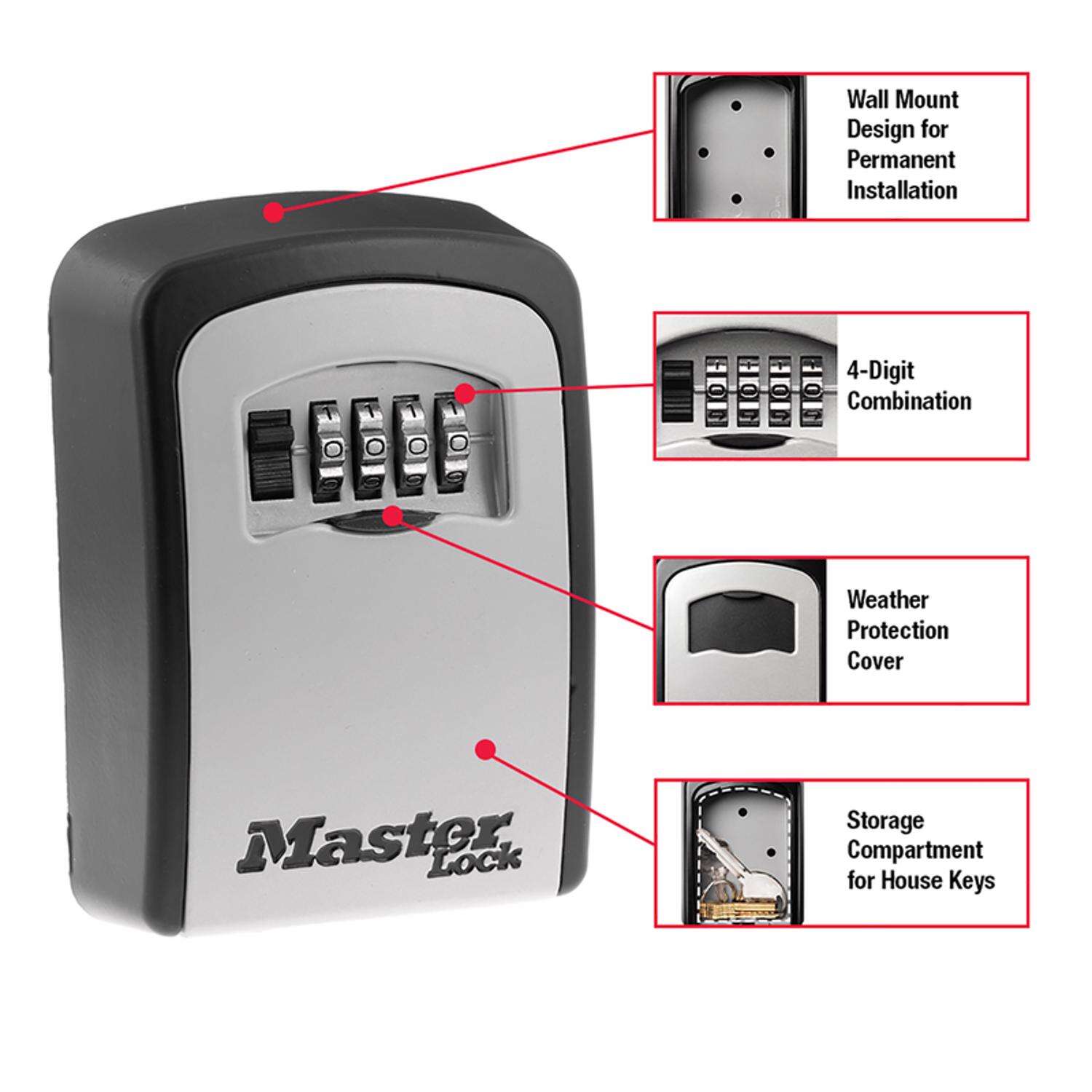 Master Lock .004 cu ft Combination Lock Gray Locked Key Storage