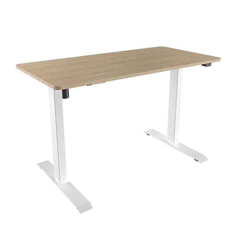 Techni Mobili Oak Finish Adjustable Sit to Stand Desk