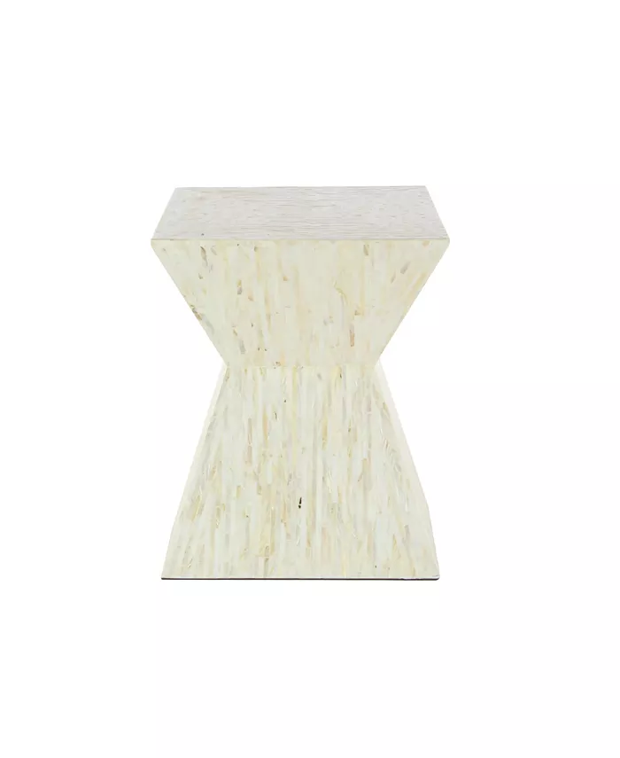 Rosemary Lane Mussel Shells and Wood Contemporary Accent Table