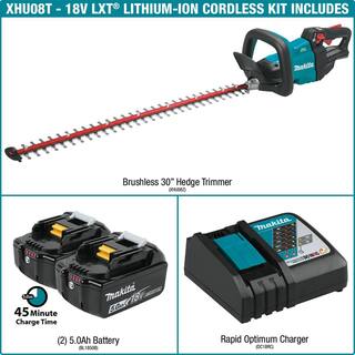 Makita 18V LXT Lithium-Ion Brushless Cordless 30 in. Hedge Trimmer Kit (5.0Ah) XHU08T