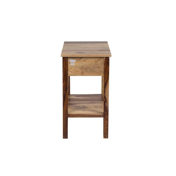 Wanderloot Solid Sheesham Wood Chairside End Table with Drawer