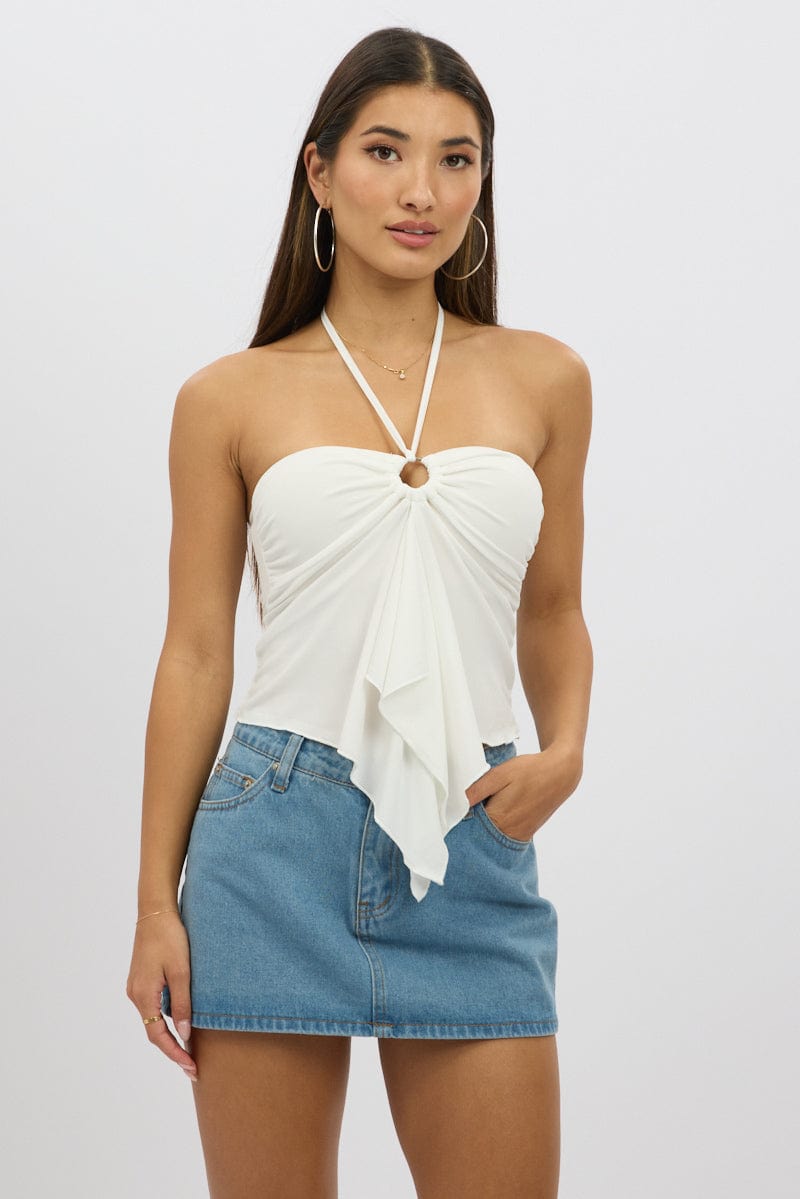 White Halter Top Sleeveless
