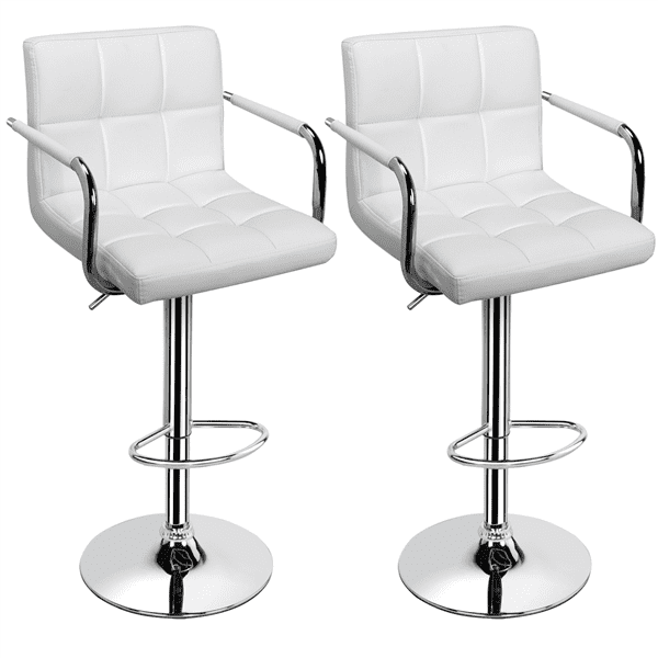 Topeakmart Bar Stool with Swivel and Adjustable Height， White， Set of 2