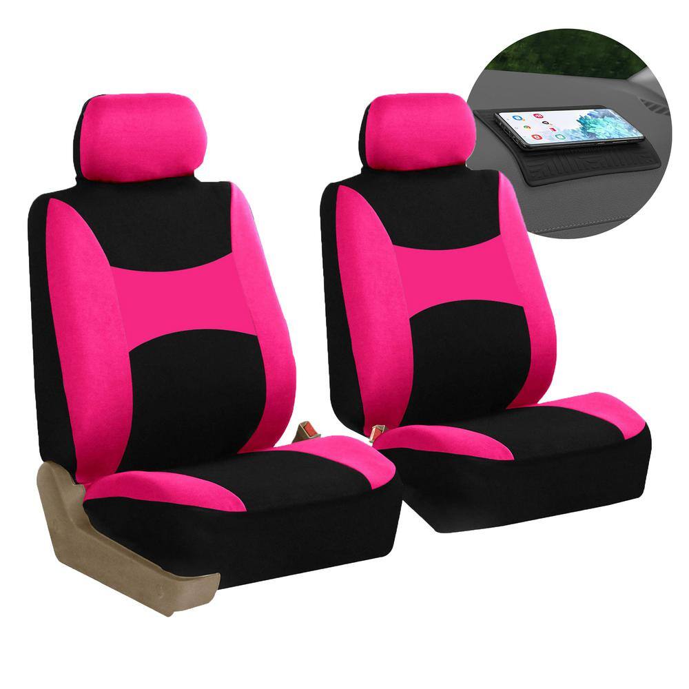 FH Group Light and Breezy Fabric 21 in. x 21 in. x 2 in. Front Set Seat Covers DMFB030102PINK