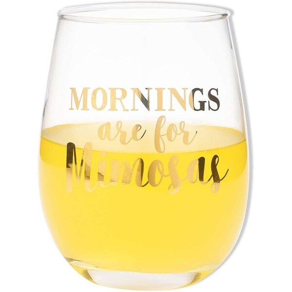 2 Pack Mornings Are for Mimosas Stemless Wine Glass for Red or White Wine， 16 oz - 16 Oz