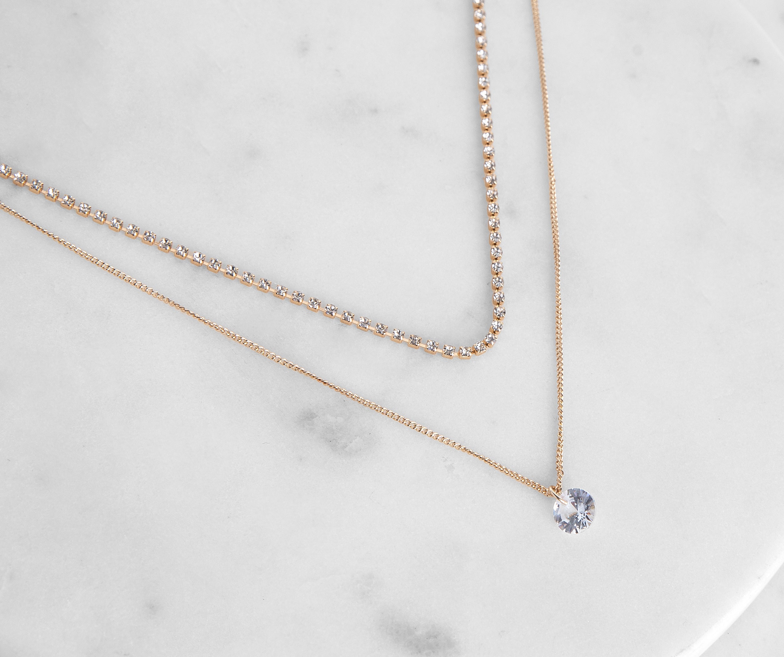 Dainty Cubic Zirconia Drop Necklace