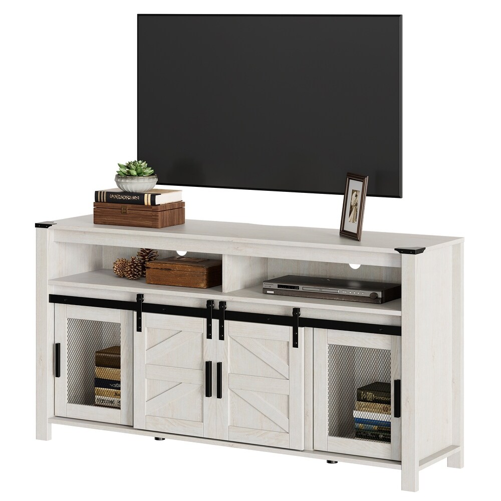 Farmhouse Barn Door TV Stand  Living Room Entertainment Center