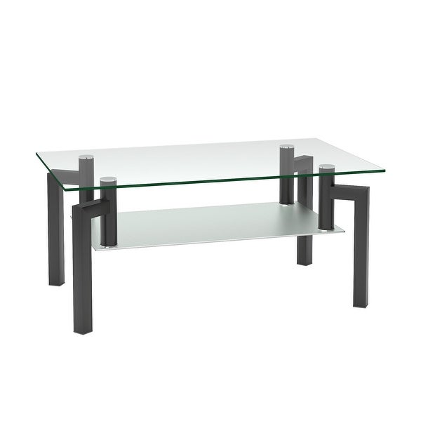 Rectangle Black Clear Glass Coffee Table