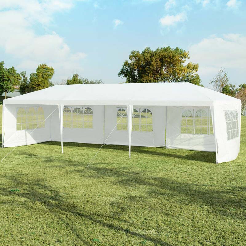 10 x 30 FT Outdoor Gazebo Canopy Tent Party Wedding Event Tent with 5 Removable Sidewalls