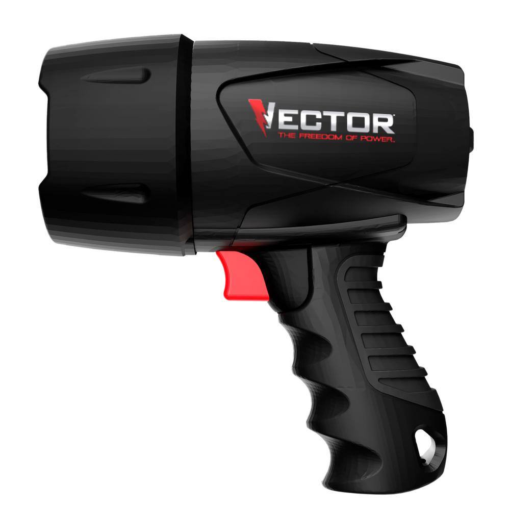 VECTOR 600 Lumen LED Waterproof Handheld Spotlight Rechargeable Includes 120V AC Home Charger and 12V DC Car Charger FL5W10V