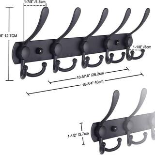 Dracelo Wall Mounted Bathroom Stainless Steel Rack with 5 Hooks in Black 2 Pack B085L6C35K