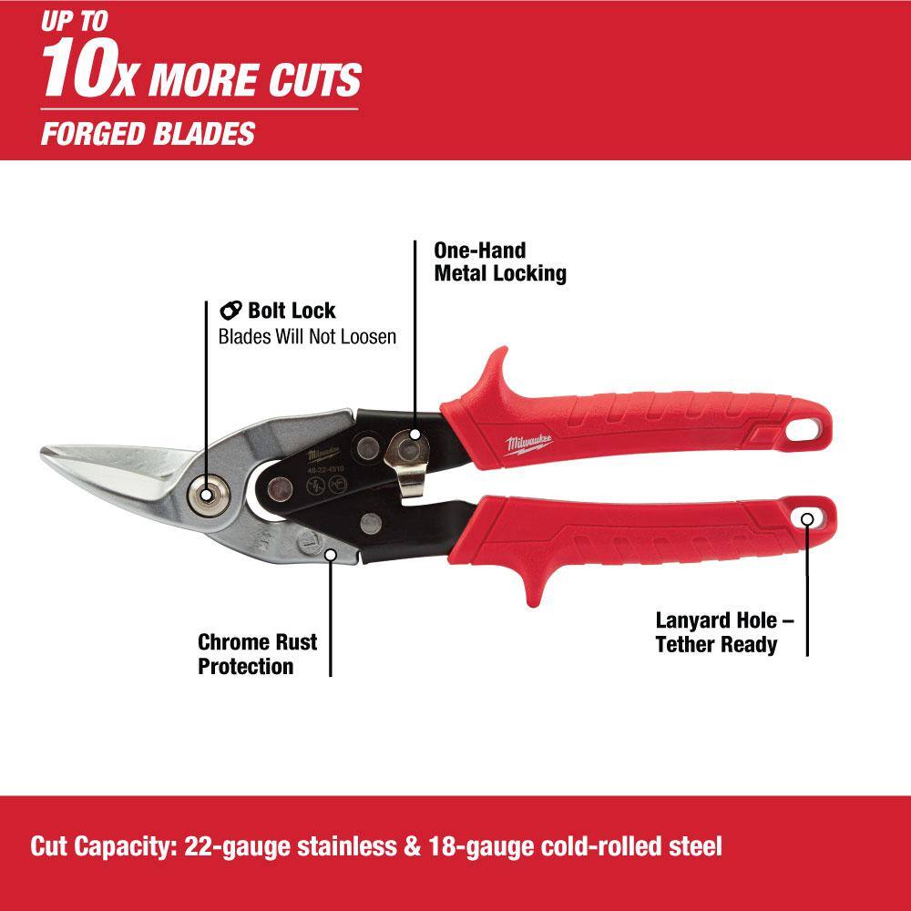 MW Left Right and Straight Aviation Snips with Utility Knife's (5-Pack) 48-22-4533-48-22-1503