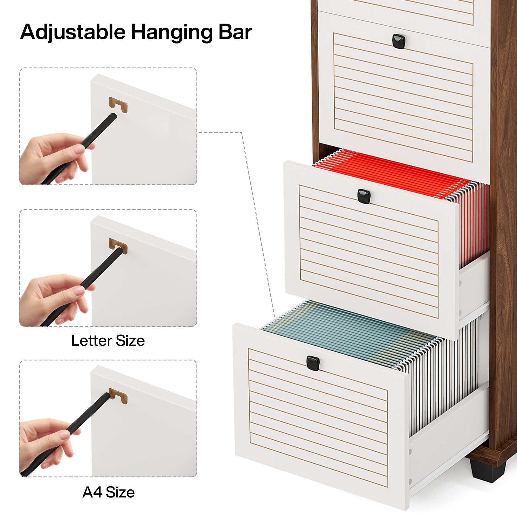 4-Drawer File Cabinet, Vertical Wood Filing Cabinet Storage Cabinet