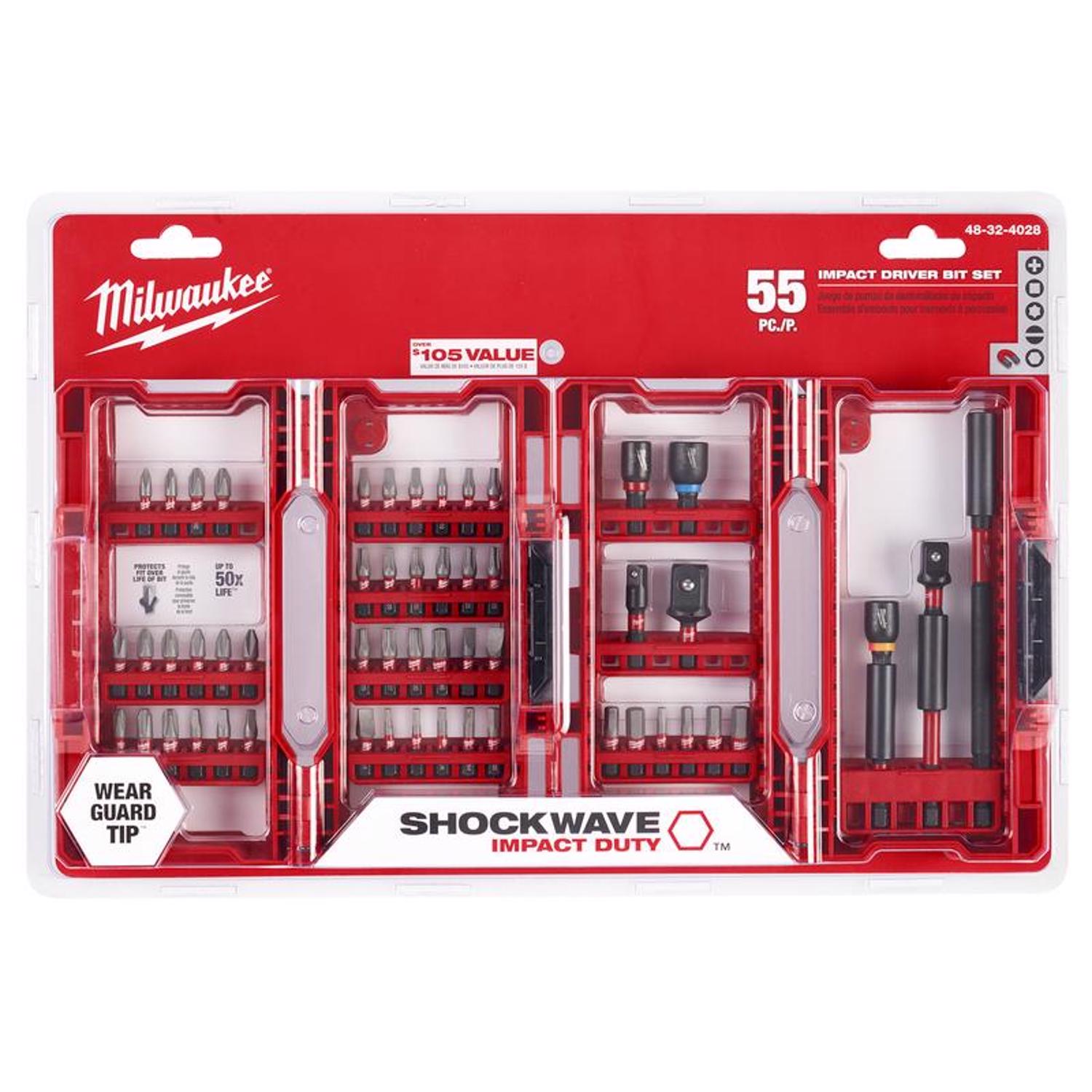 MW Shockwave Assorted Impact Driver Bit Set Steel 55 pc