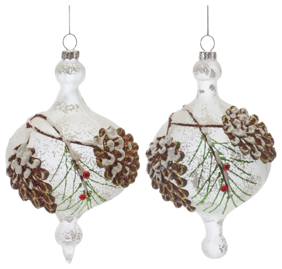 Glass Pinecone Onion Ornament  Set of 12   Rustic   Christmas Ornaments   by Melrose International LLC  Houzz