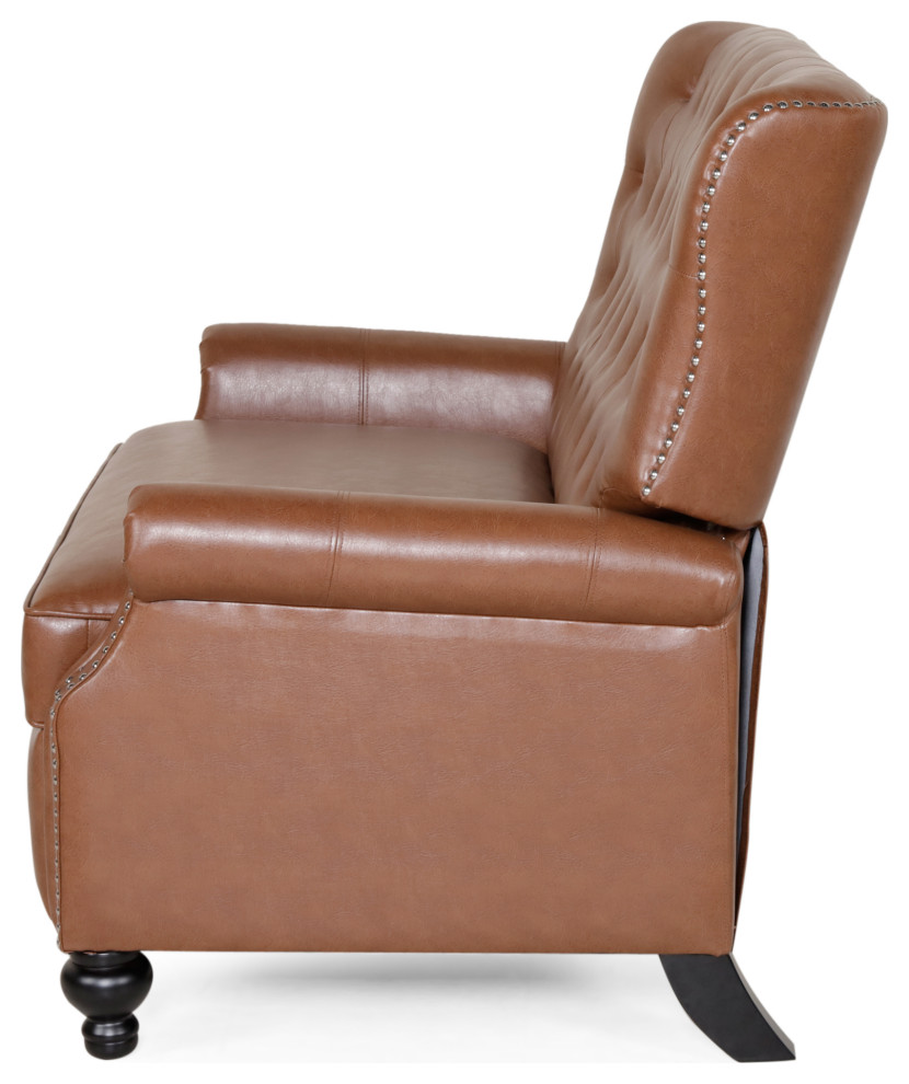 Belknap Faux Leather Tufted Oversized Recliner  Nailhead Trim   Traditional   Recliner Chairs   by GDFStudio  Houzz