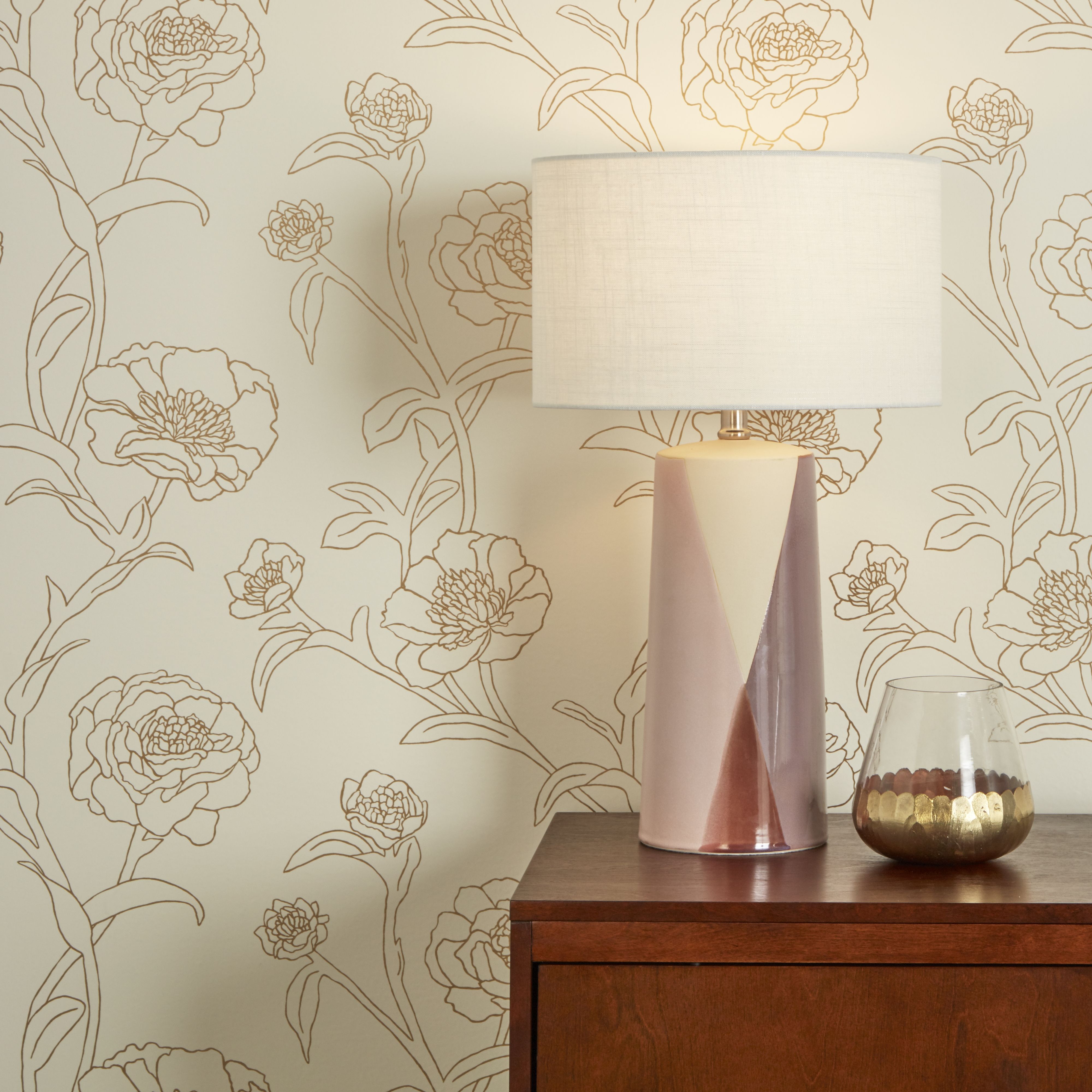 Peonies Peel & Stick Wallpaper in Gold Leaf