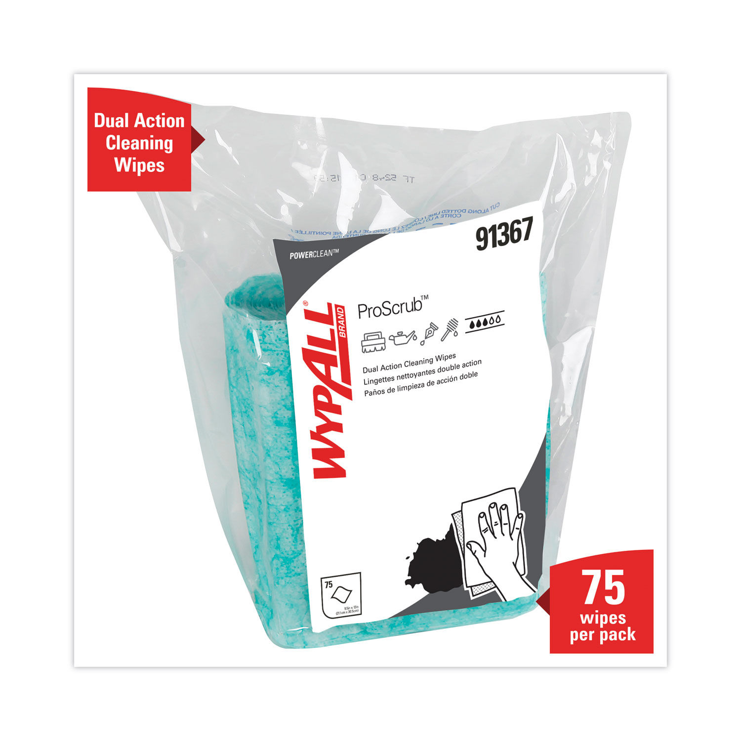 Power Clean ProScrub Pre-Saturated Wipes by WypAllandreg; KCC91367CT