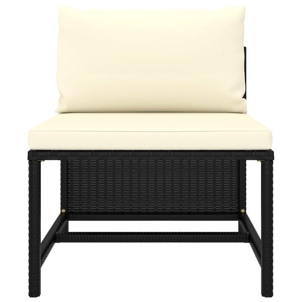 4-Seater Garden Sofa with Cushions Black Poly Rattan - Overstock - 35097464