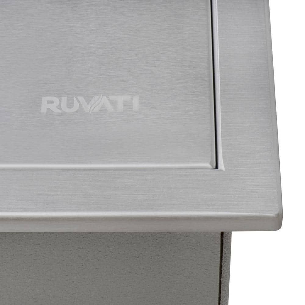 Ruvati Merino Outdoor BBQ Marine Grade 16-Gauge Stainless Steel 15 in. x 20 in. Single Bowl Drop-In Insulated Ice Kitchen Sink RVQ6215