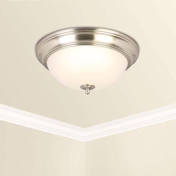 PRIVATE BRAND UNBRANDED 13 in. Brushed Nickel LED Flush Mount (2-Pack) JAL8011LBN