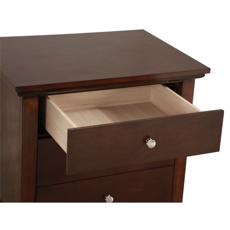 Home Square 3 Drawer Wood Nightstand Set in Cappuccino (Set of 2)