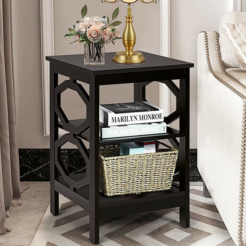 2 Pieces 3-tier Nightstand Sofa Side End Accent Table Storage Display Shelf