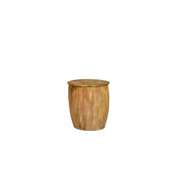 Solid Mango Wood Round Drum End Table18