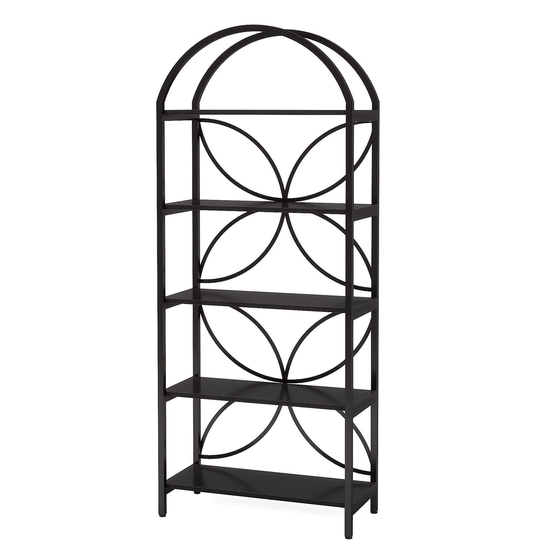 5-Tier Bookshelf, 75 Tall Arched Bookcase Display Rack