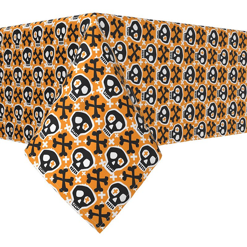 Square Tablecloth， 100% Polyester， 70x70， Hipster Skull and Bones