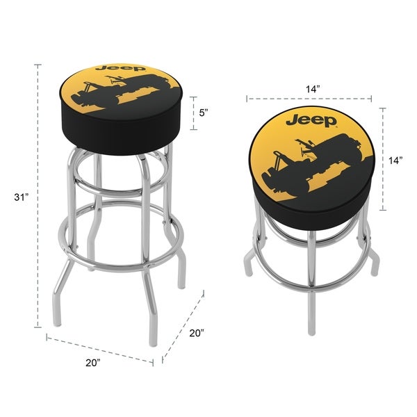 Jeep Silhouette 360 Degree Swivel Barstool with Foam Padded Seat - 20 x 20 x 31