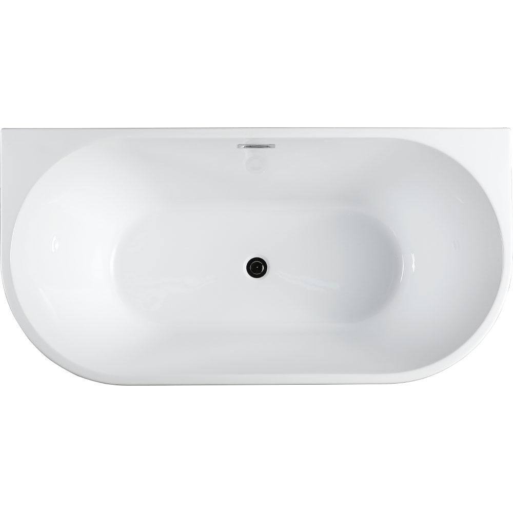 Bellaterra Home Calabria 59.04 in. Acrylic Flatbottom Non-Whirlpool Freestanding Bathtub in Glossy White BA6815B