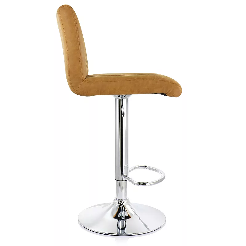 Elama 2 Piece Vintage Faux Leather Adjustable Bar Stool in Camel