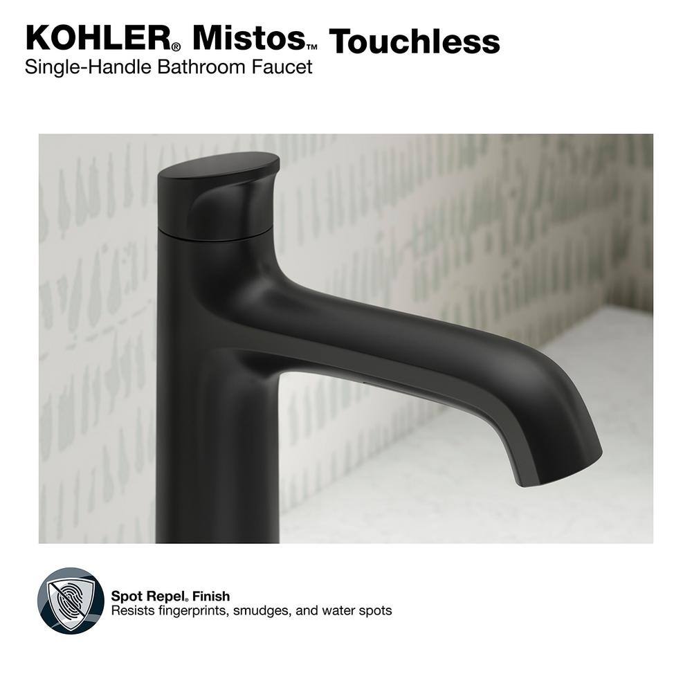 KOHLER Mistos Battery Powered Touchless Single Hole Bathroom Faucet in Matte Black K-R32930-4D-BL