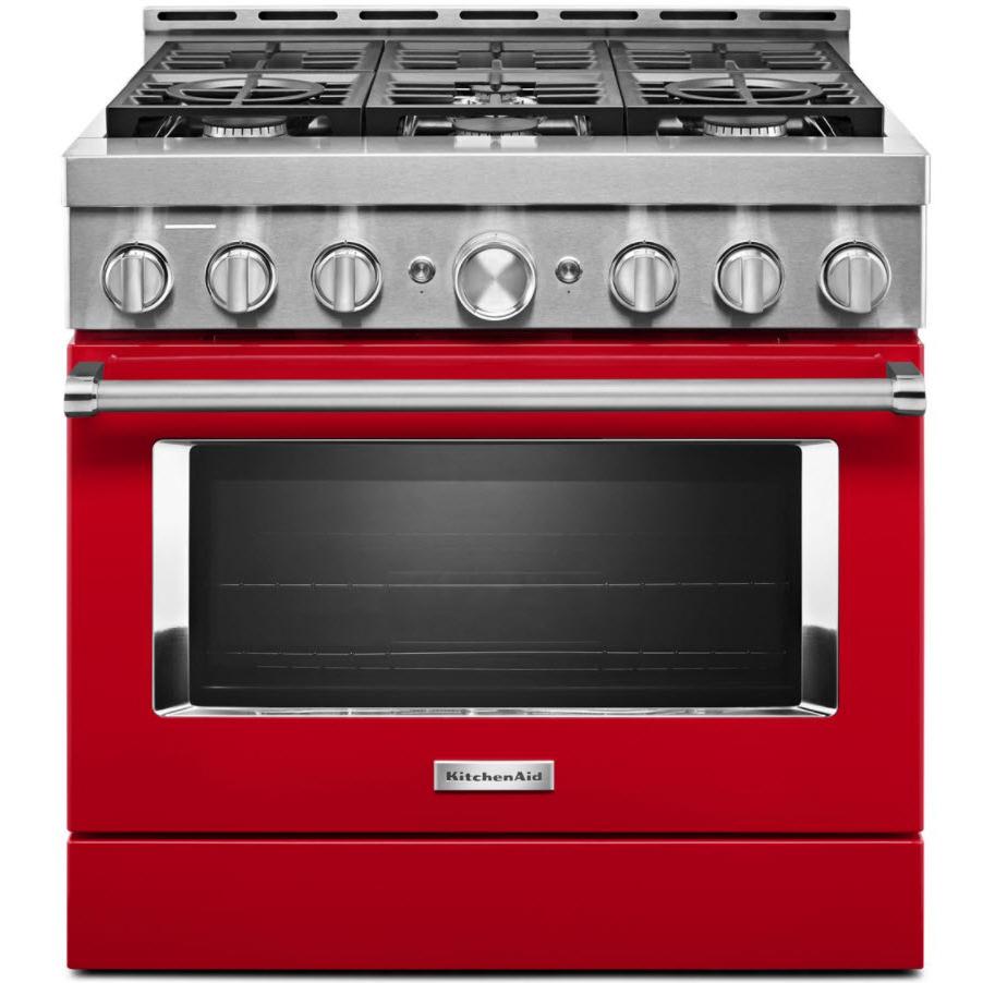 KitchenAid 36-inch Freestanding Gas Range with Even-Heat? True Convection KFGC506JPA