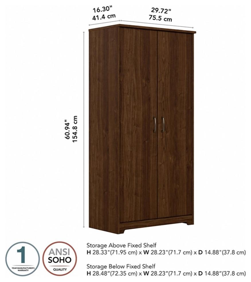 Bush Furniture Cabot Tall Storage Cabinet in Modern Walnut   Engineered Wood   Accent Chests And Cabinets   by Homesquare  Houzz