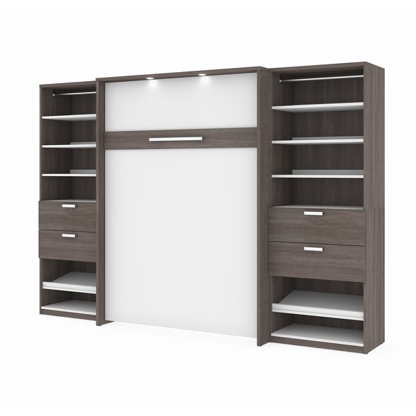 Cielo Full Murphy Bed and 2 Shelving Units with Drawers by Bestar - - 14086493