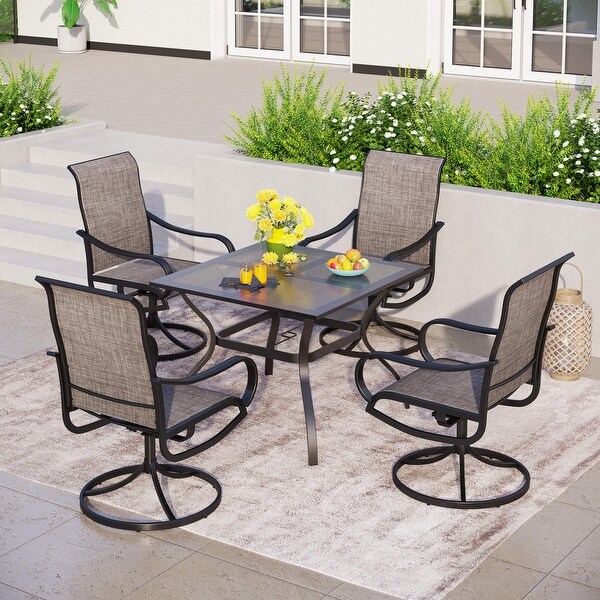 MAISON ARTS 5 Pieces Patio Dining Set，4 Sling Dining Swivel Chairs and 37