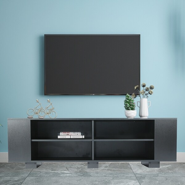 TV Stand for TVs up to 65-Inch， Modern Entertainment Center with 8 Open Shelves