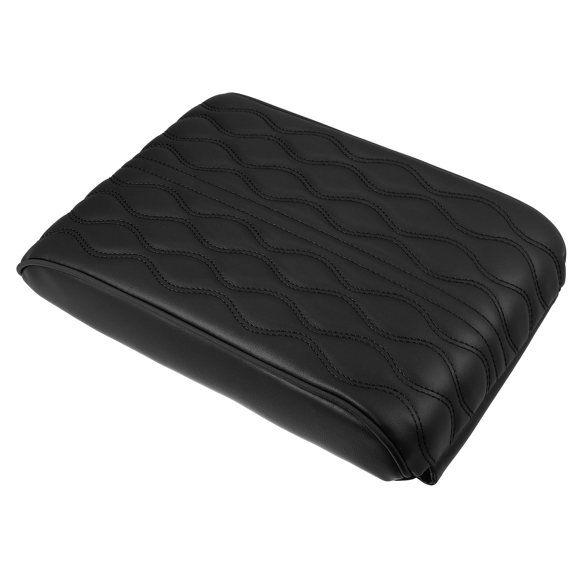 Armrest Cushion Cover Center Console Box Pad Waterproof Faux Leather Cushion Pad Protector with Small Storage Bag Black