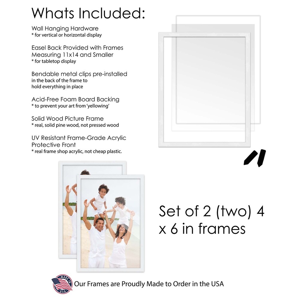 4x6 White Picture Frame Set Pack of 2 4x6 Wood Picture Frames for Gallery Wall 2 4x6 White Frames