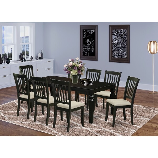 Wooden Dining Table Set Includes Round Small Table and Parson Chairs in Linen Fabric (Pieces and Finish Option)