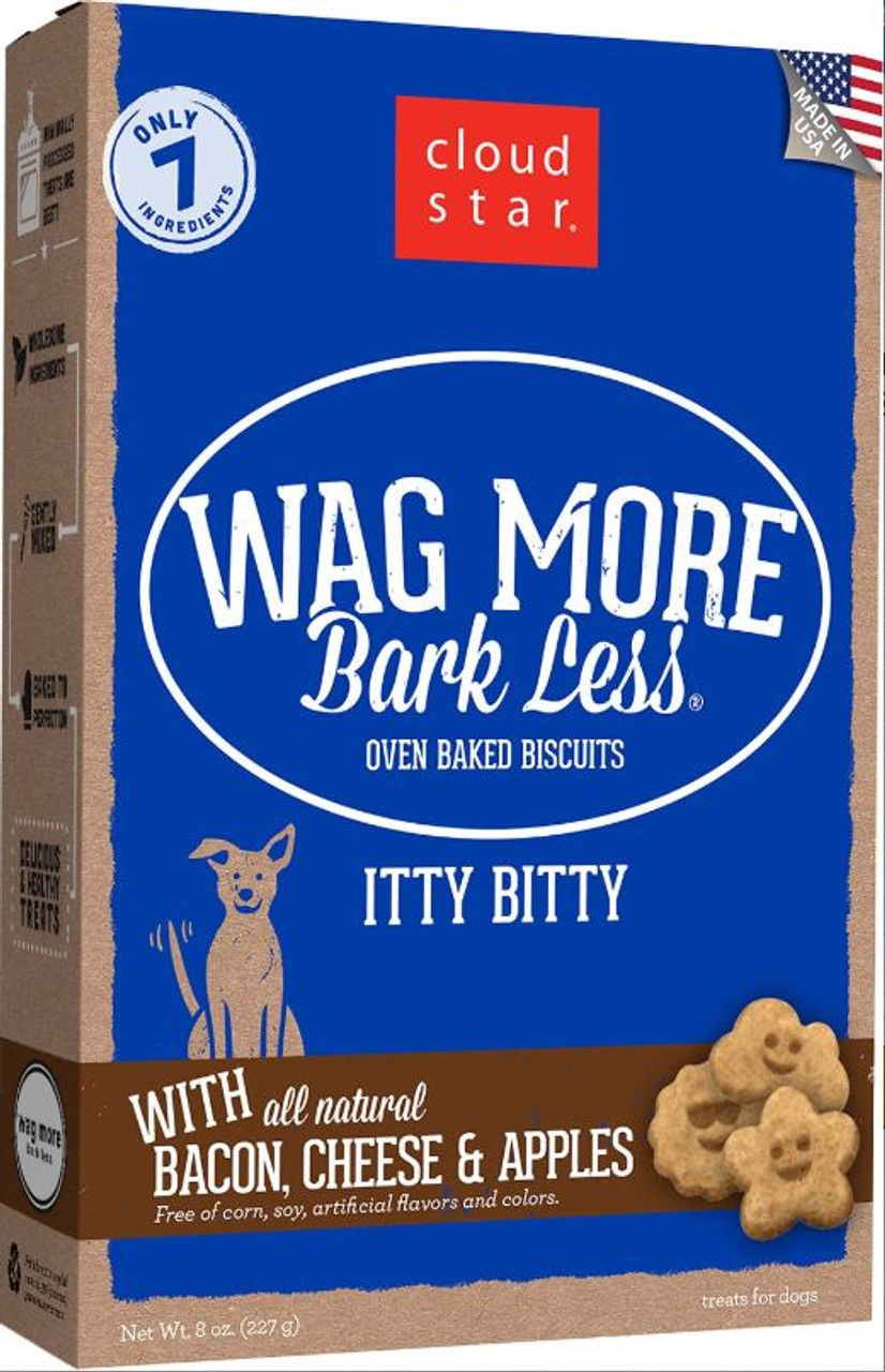 Cloud Star Wag More Bark Less Bacon Cheese and Apples Dog Treats 8oz Box