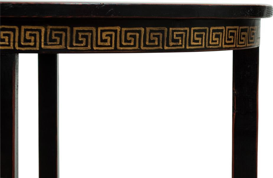 Side Table SARREID Round Ebonised Black Hand Painted Golden Rim Ebony   Traditional   Side Tables And End Tables   by EuroLuxHome  Houzz