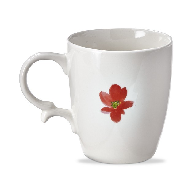 Tag Best Mom Ever Sentiment With Red Orange And Yellow Flowers White Stoneware Coffee Mug 18 Oz