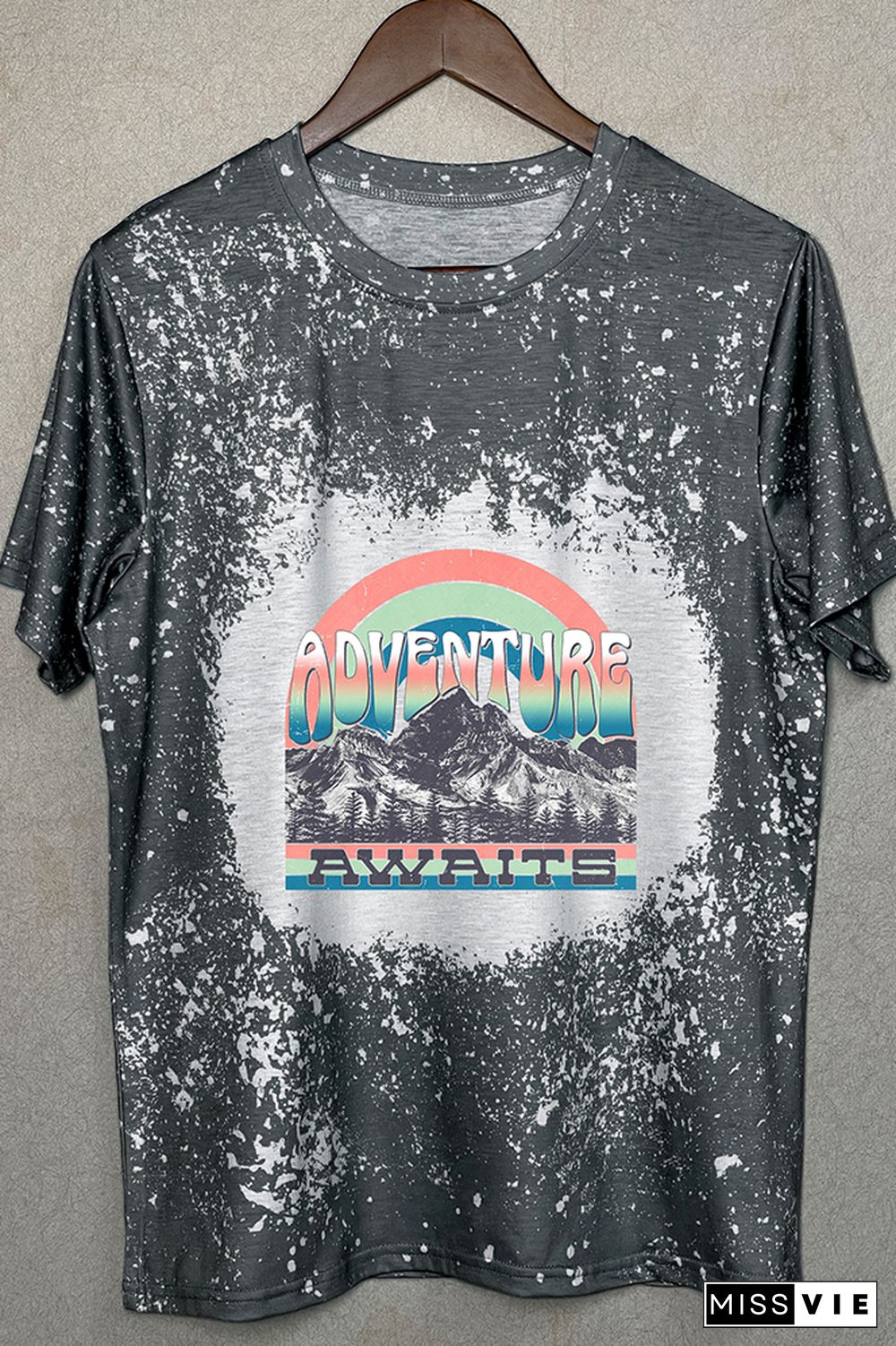 Adventure Awaits Mountains Blue Graphic Tee Wholesale