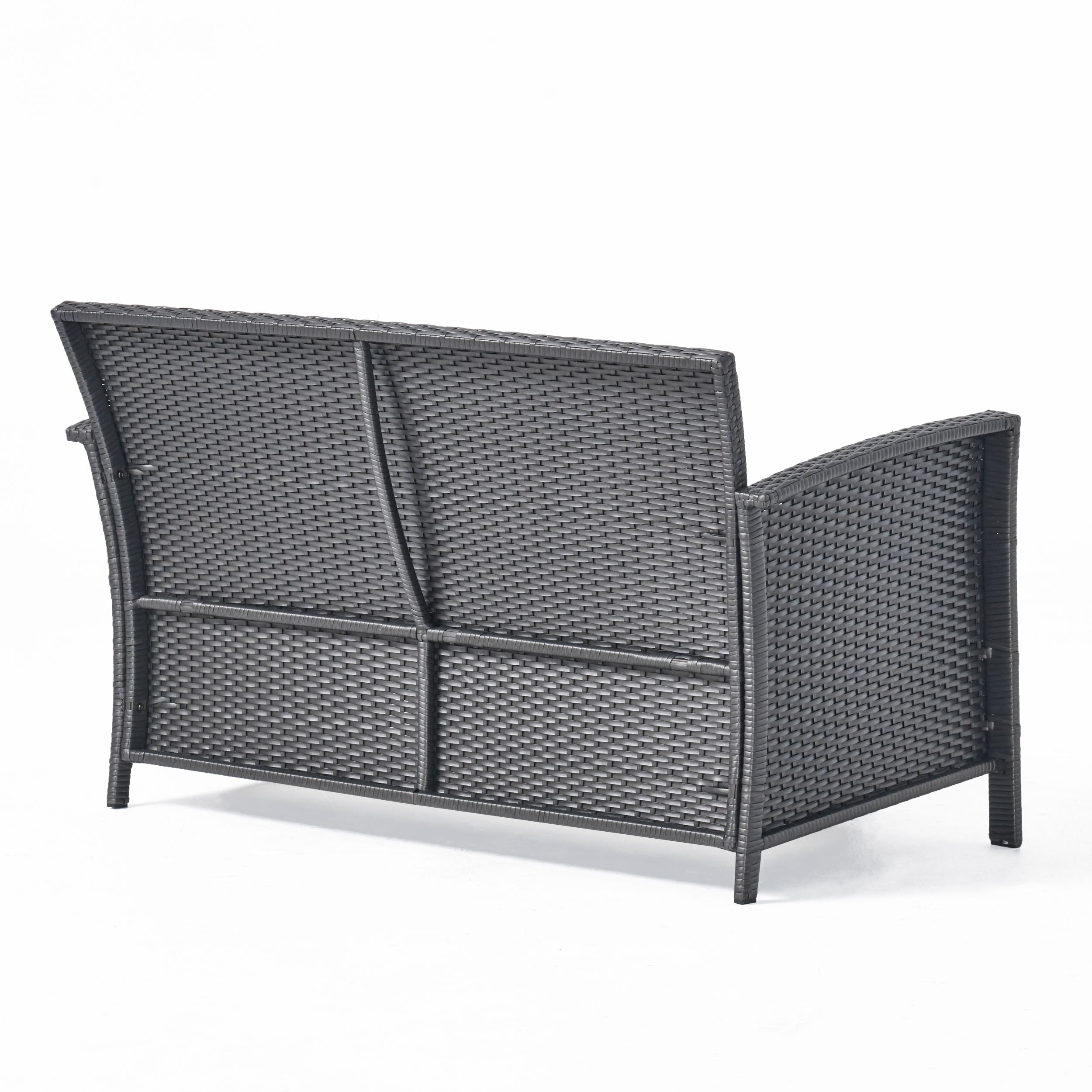 Lucia Outdoor Wicker Loveseat with Coffee Table