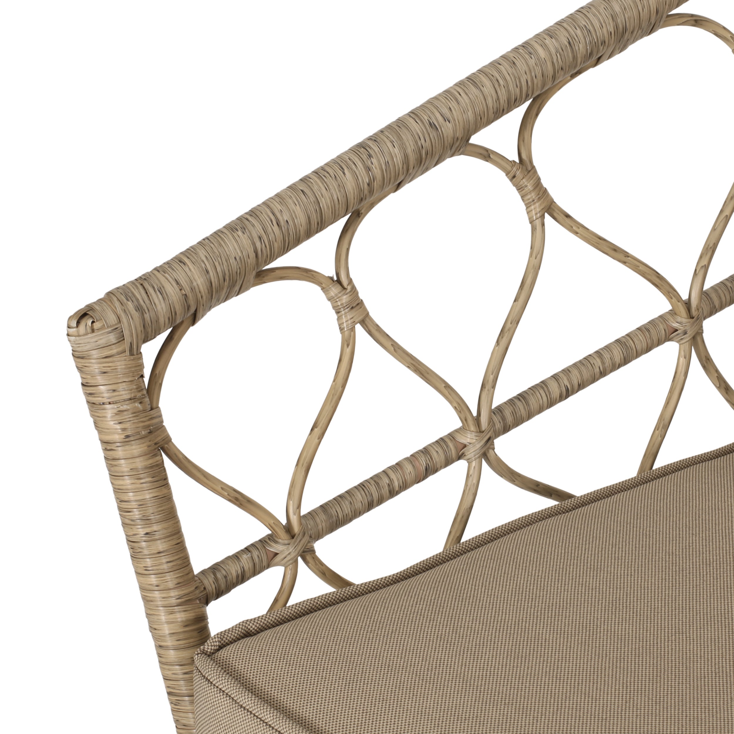 Colmar Outdoor Wicker Loveseat and Coffee Table Set, Light Brown and Beige